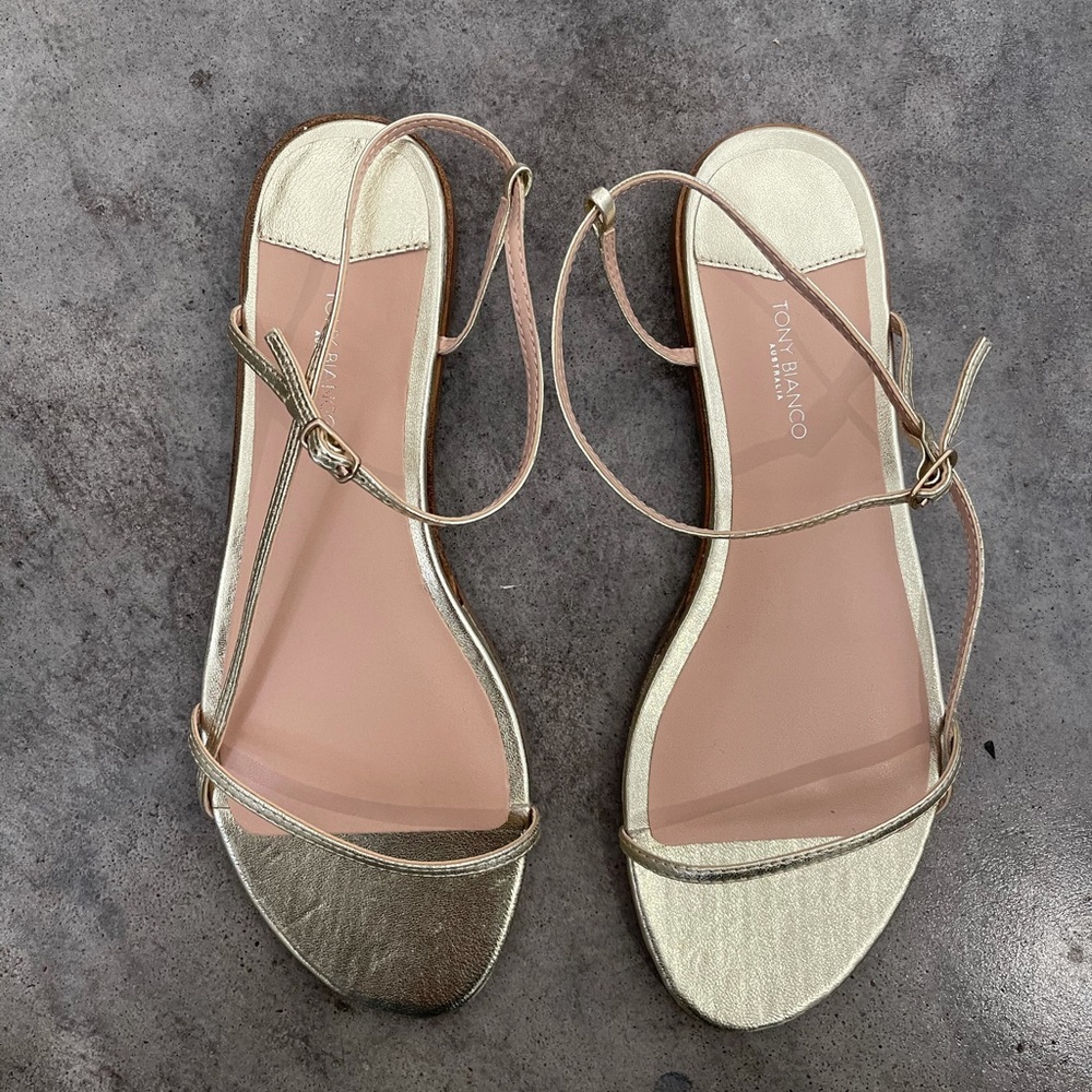 Tony Bianco Gold and Tan Sandals